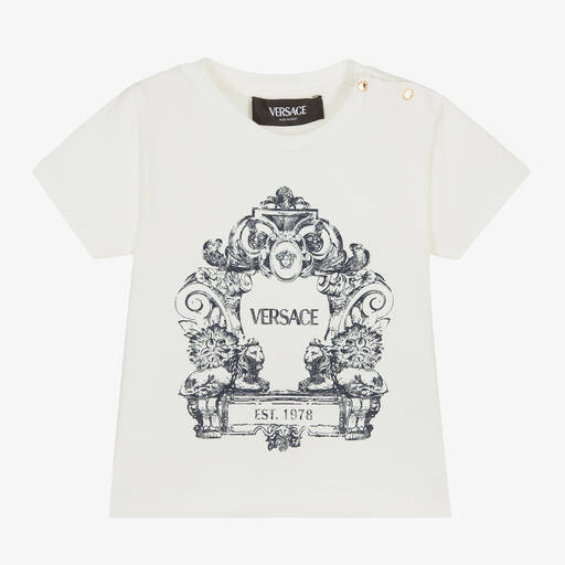 Versace-T-shirt ivoire Cartouche bébé garçon | Childrensalon
