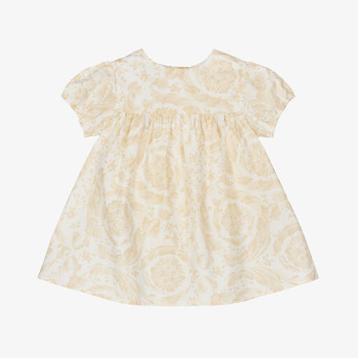 Versace-Baby Girls Beige Barocco Cotton Dress | Childrensalon