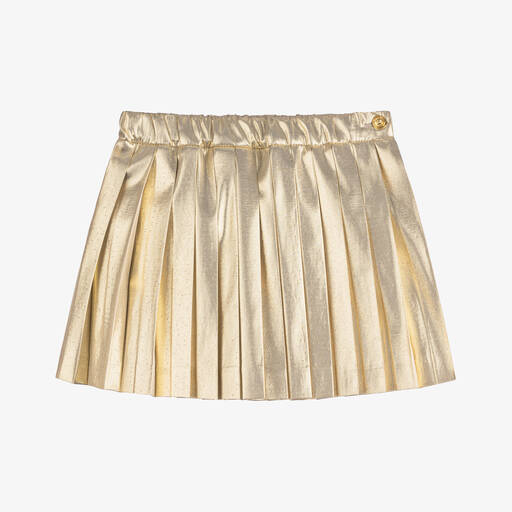 Versace-Baby Girls Metallic Gold Pleated Skirt | Childrensalon