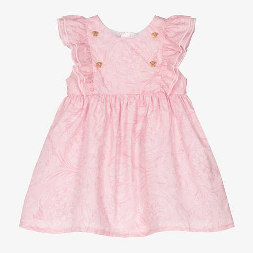 Versace-Baby Girls Pink Barocco Cotton Dress | Childrensalon
