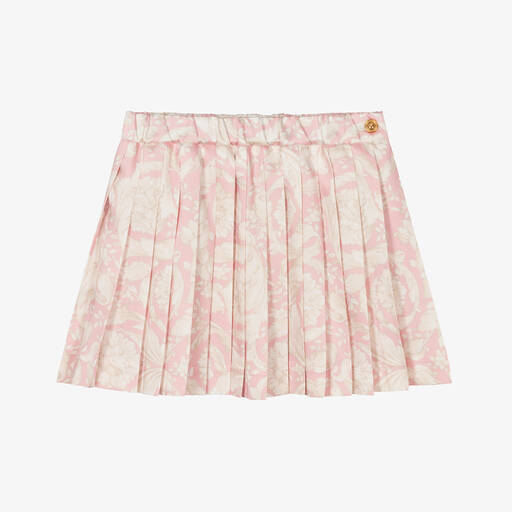 Versace-Baby Girls Pink Barocco Pleated Skirt | Childrensalon