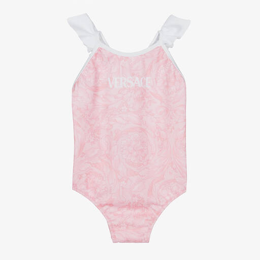 Versace-Baby Girls Pink Barocco Swimsuit | Childrensalon