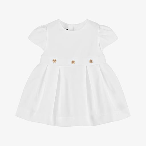 Versace-Baby Girls White Cotton Dress | Childrensalon