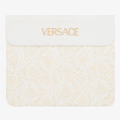 Versace-Beige Barocco Baby Blanket (75cm) | Childrensalon
