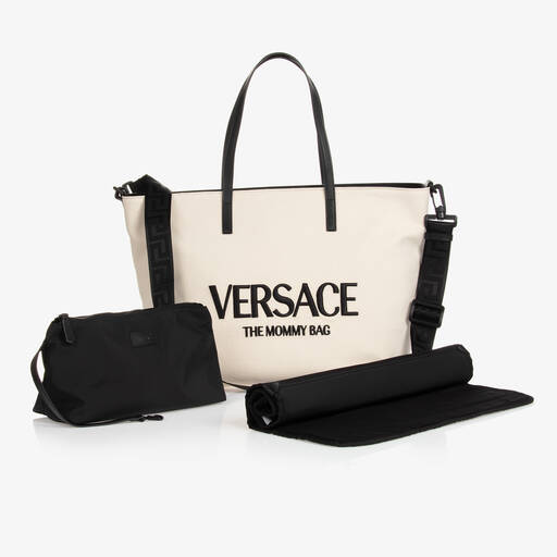 Versace-Beige Logo Changing Tote Bag (47cm) | Childrensalon
