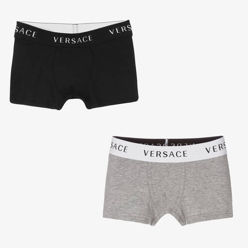 Versace-Black & Grey Boxers (2 Pack) | Childrensalon