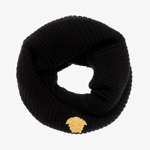 Versace-Black Knitted Wool Snood | Childrensalon