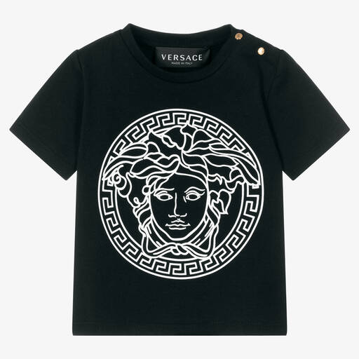 Versace-T-shirt noir et blanc Medusa bébé | Childrensalon
