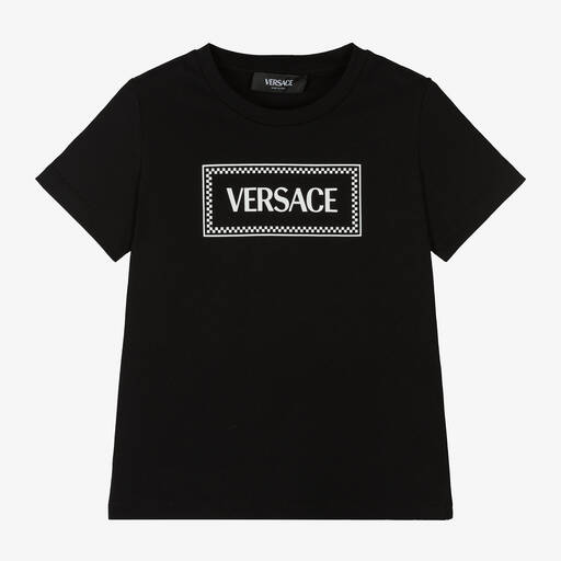 Versace-Boys Black Cotton T-Shirt | Childrensalon