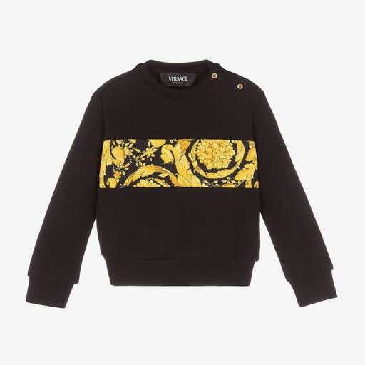 Versace-Boys Black & Gold Barocco Cotton Sweatshirt | Childrensalon