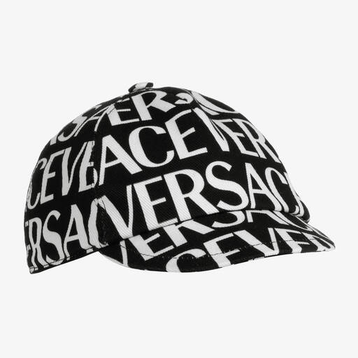 Versace-Boys Black & White Logo Cap | Childrensalon