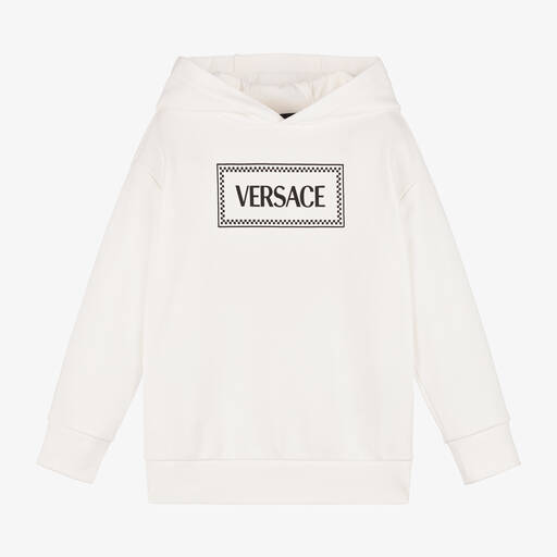 Versace-Boys White Cotton Hoodie | Childrensalon