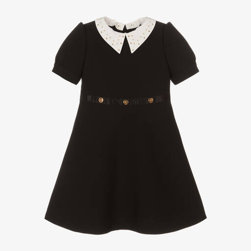 Versace-Girls Black Collared Dress | Childrensalon