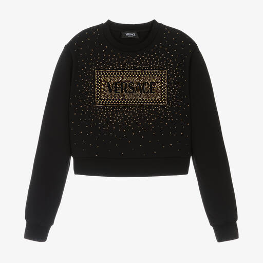 Versace-Girls Black Cotton Sweatshirt | Childrensalon
