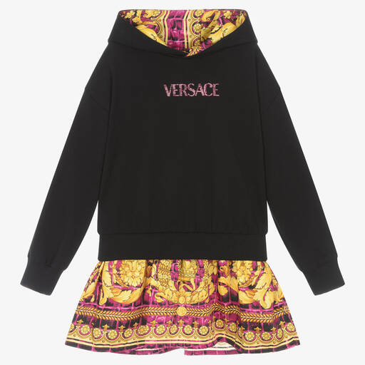 Versace-Girls Black, Pink & Gold Barocco Dress | Childrensalon