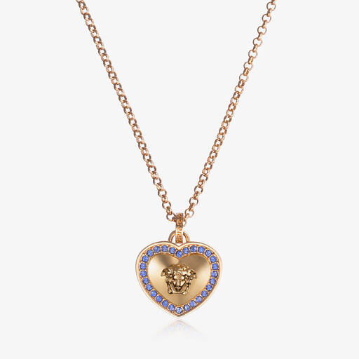 Versace-Girls Gold Tone Medusa Heart Necklace (46cm) | Childrensalon