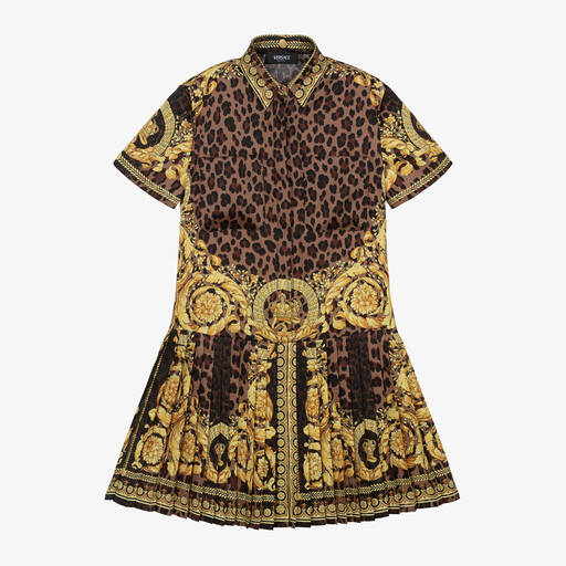 Versace-Girls Gold Wild Barocco Dress  | Childrensalon