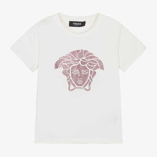 Versace-Girls Ivory Cotton Medusa T-Shirt | Childrensalon