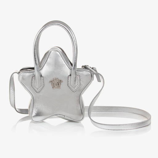 Versace-Girls La Medusa Silver Leather Star Bag (19 cm) | Childrensalon