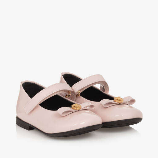 Versace-Girls Pale Pink Patent Leather Shoes | Childrensalon