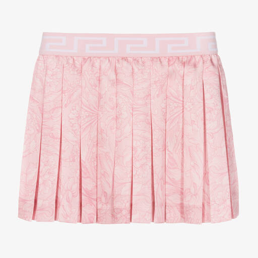 Versace-Girls Pink Barocco Pleated Skirt | Childrensalon