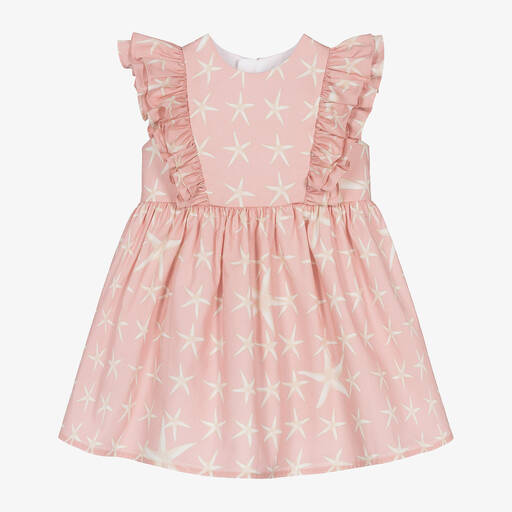 Versace-Girls Pink Cotton Stella Marina Dress | Childrensalon