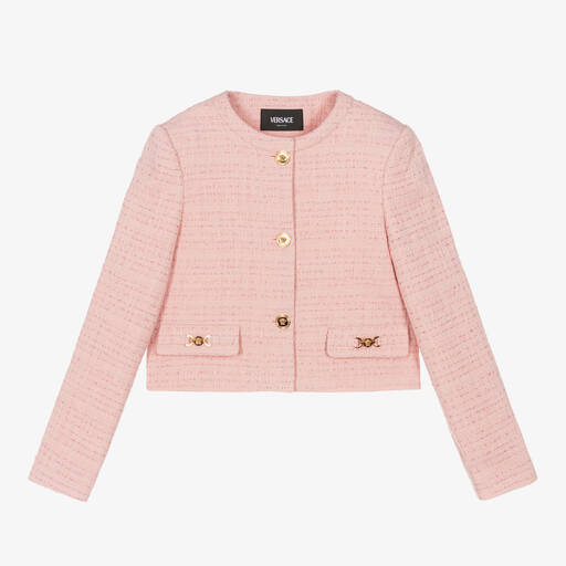 Versace-Girls Pink Medusa 95 Tweed Jacket | Childrensalon