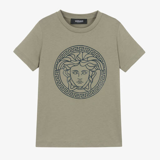 Versace-Green Cotton Medusa T-Shirt | Childrensalon
