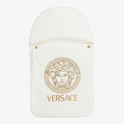 Versace-بيبي نيست بطبعة ميدوسا قطن جيرسي لون عاجي وذهبي (74 سم) | Childrensalon