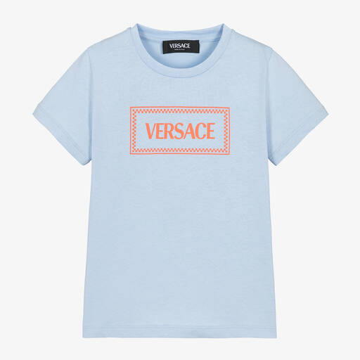 Versace-Pale Blue Cotton T-Shirt  | Childrensalon