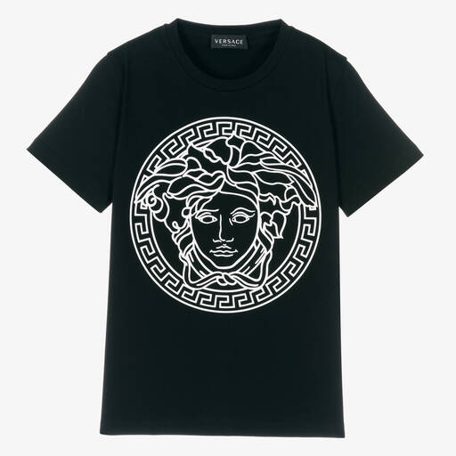 Versace-Черная хлопковая футболка Medusa для подростков | Childrensalon