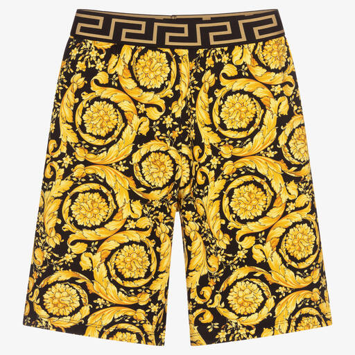 Versace-Teen Barocco Shorts in Schwarz-Gold | Childrensalon
