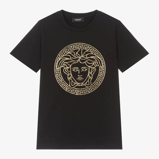 Versace-Teen Boys Black & Gold Medusa T-Shirt | Childrensalon