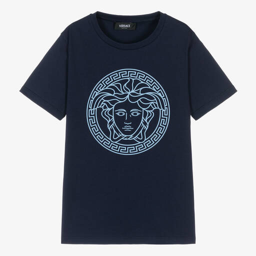 Versace-Teen Boys Navy Blue Medusa T-Shirt | Childrensalon