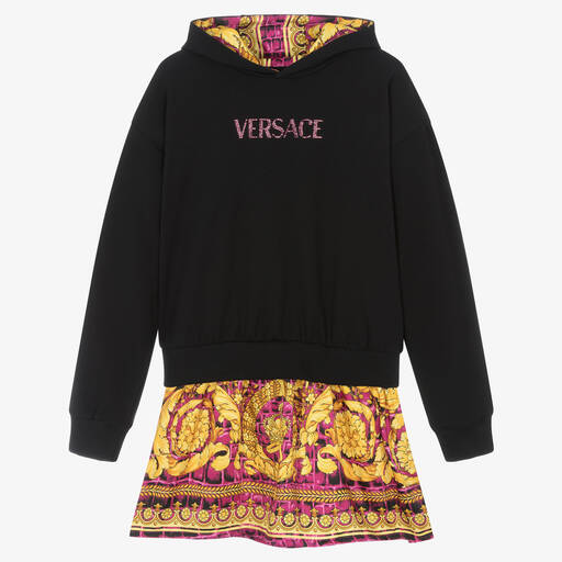 Versace-Teen Girls Black, Pink & Gold Barocco Dress | Childrensalon