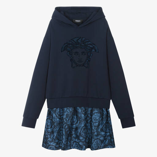 Versace-Teen Girls Blue Medusa Sweatshirt Dress | Childrensalon