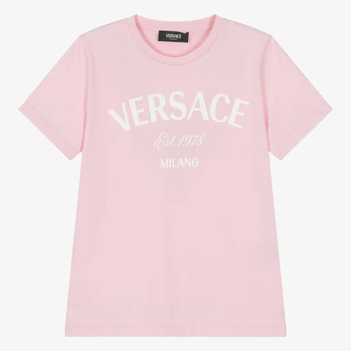 Versace-Teen Girls Pale Pink Cotton T-Shirt | Childrensalon
