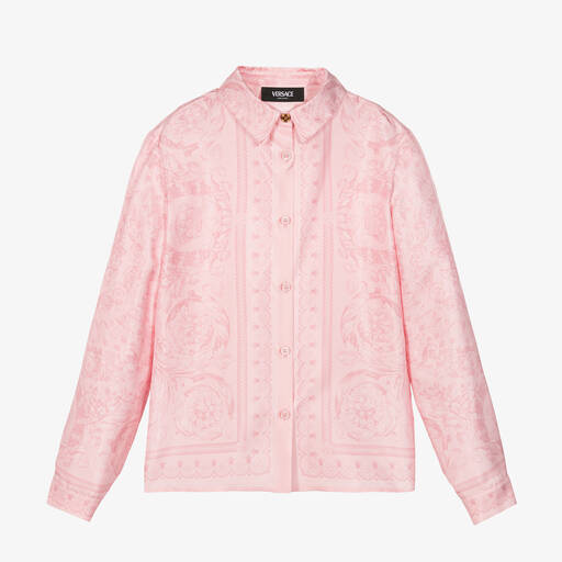 Versace-Teen Girls Pink Barocco Silk Shirt | Childrensalon