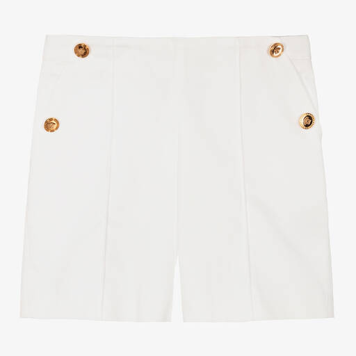 Versace-Teen Girls White Cotton Twill Sailor Shorts | Childrensalon