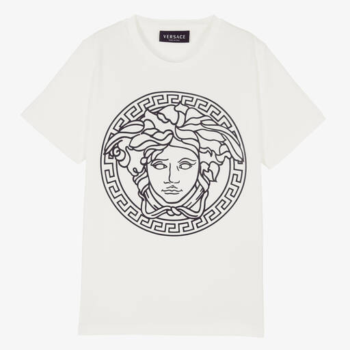 Versace-Белая хлопковая футболка Medusa для подростков | Childrensalon