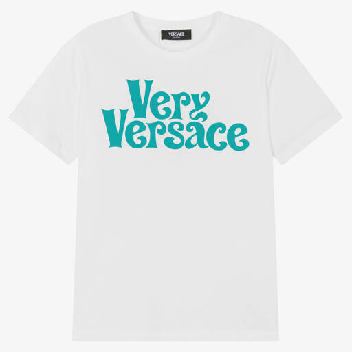Versace-Teen White Cotton 'Very Versace' T-Shirt | Childrensalon