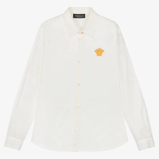 Versace-Teen White & Gold Medusa Shirt | Childrensalon