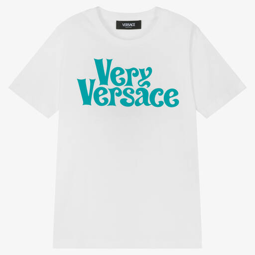 Versace-White Cotton 'Very Versace' T-Shirt | Childrensalon