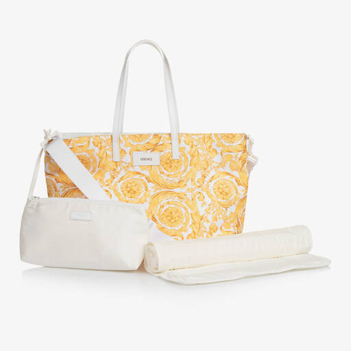 Versace-White & Gold Barocco Changing Bag (49cm) | Childrensalon