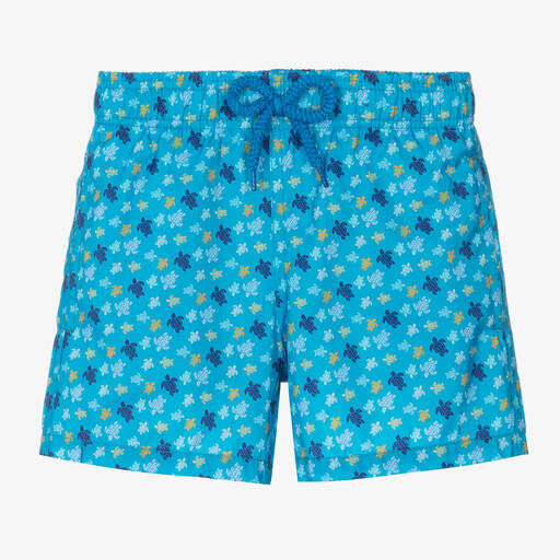 Vilebrequin-Boys Blue Micro Turtle Swim Shorts | Childrensalon