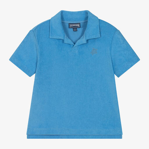 Vilebrequin-Boys Blue Towelling Polo Shirt | Childrensalon
