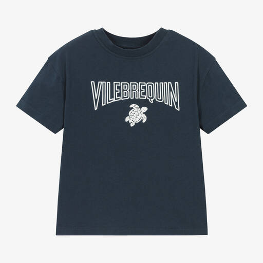 Vilebrequin-Boys Navy Blue Cotton T-Shirt | Childrensalon