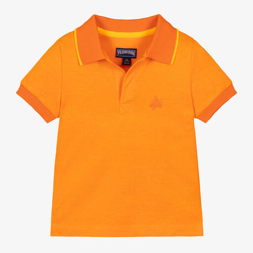 Vilebrequin-Boys Orange Cotton Polo Shirt | Childrensalon