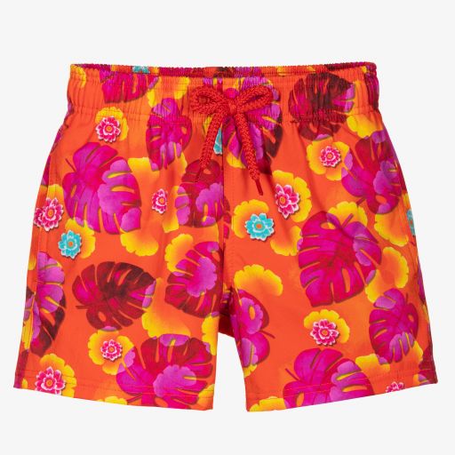 Vilebrequin-Boys Orange Floral Swim Shorts | Childrensalon