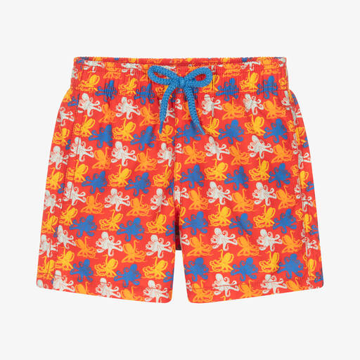 Vilebrequin-Boys Red Octopus Print Swim Shorts | Childrensalon